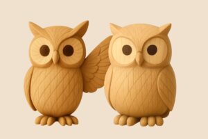 木彫りのフクロウのイラスト素材/アイキャッチ画像