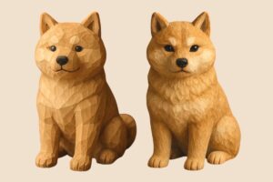 木彫りの柴犬のイラスト素材/アイキャッチ画像