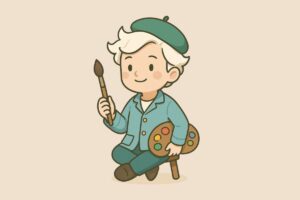 絵描きの少年のイラスト素材/アイキャッチ画像