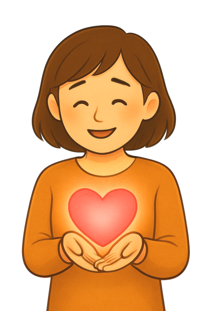 ハートを支える女性のイラスト素材/(透過PNG/人物カテゴリ)