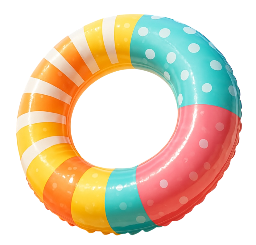 浮き輪のイラスト素材カラフル(透過PNG/季節カテゴリ)