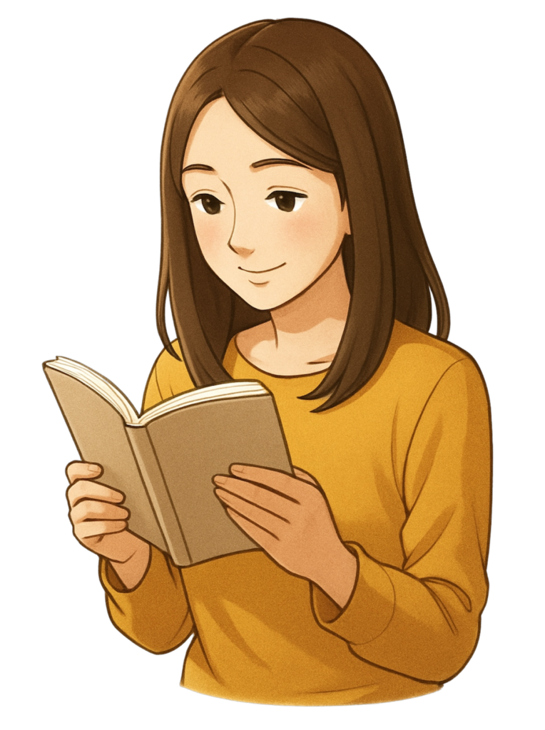 本を読む女性のイラスト素材/(透過PNG/人物カテゴリ)