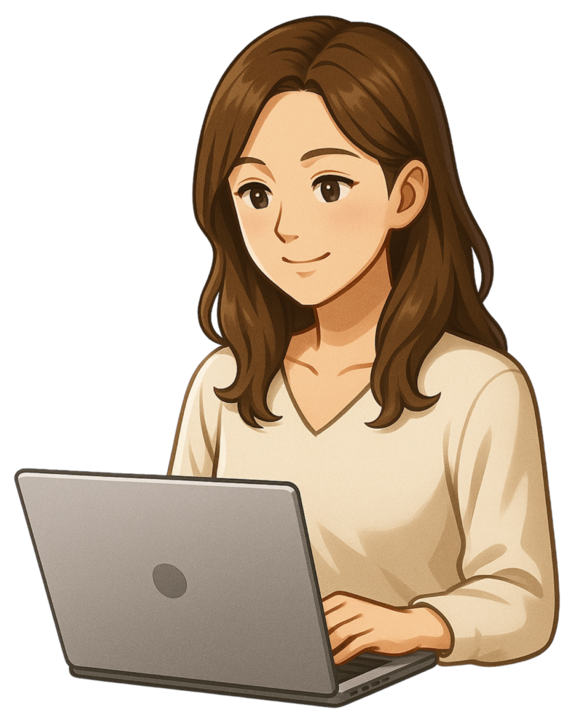 リモートワーク中の女性のイラスト素材/(透過PNG/人物カテゴリ)