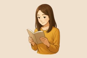 本を読む女性のイラスト素材/アイキャッチ画像