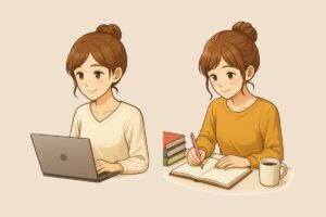 お団子ヘアーの女性のイラスト素材/アイキャッチ画像