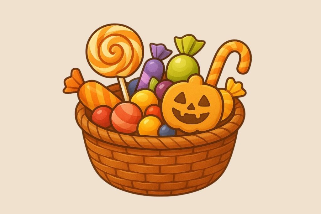 ハロウィンのお菓子のイラスト素材/アイキャッチ画像