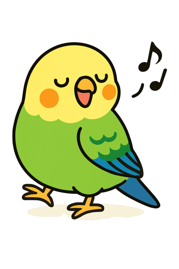 歌っているインコのイラスト素材(透過PNG/動物カテゴリ)