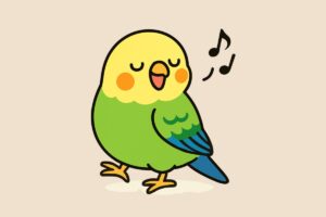 歌っているインコのイラスト素材/アイキャッチ