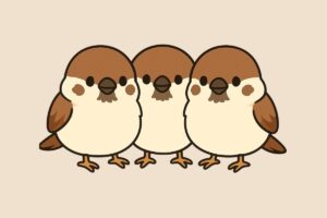 3匹の雀のイラスト/アイキャッチ